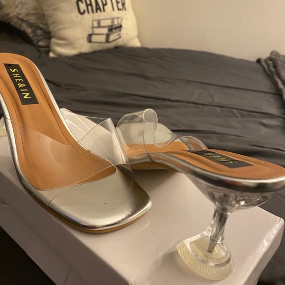 Open Toe Clear Heeled Mules/Heels - Picture 3 of 5